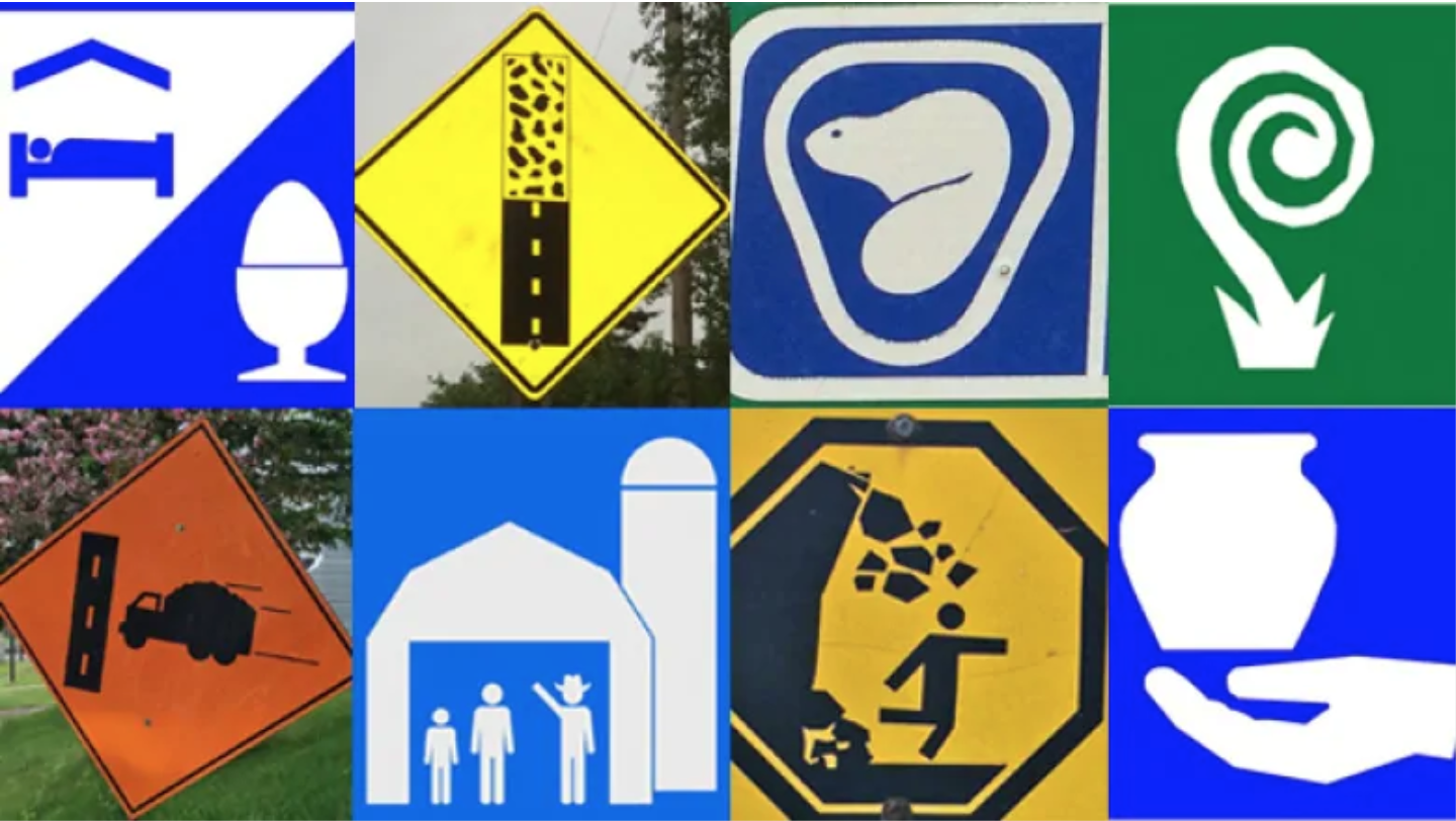 Traffic sign - Wild animal crossing road symbol in red triangle